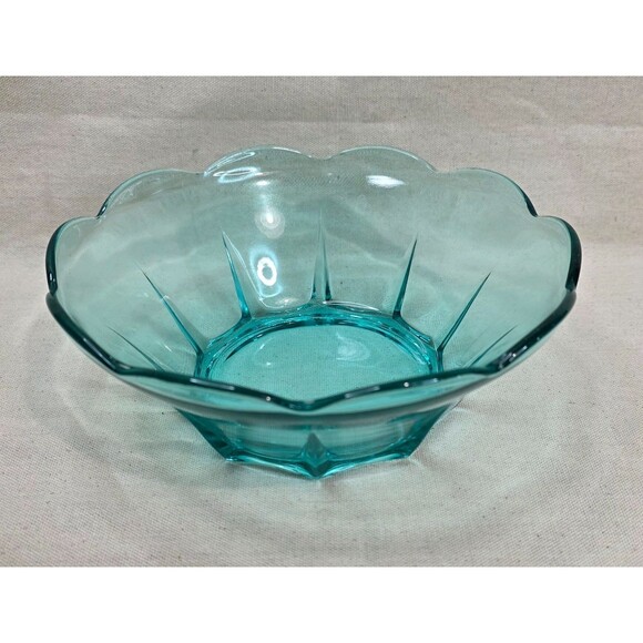 Anchor Hocking Swedish Modern Aquamarine Glass Serving Bowl – Made in USA -1960s - Picture 3 of 11